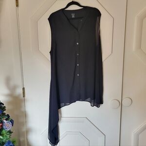 Torrid Long Sheer Black Asymmetrical Sleeveless Tunic Top 3X